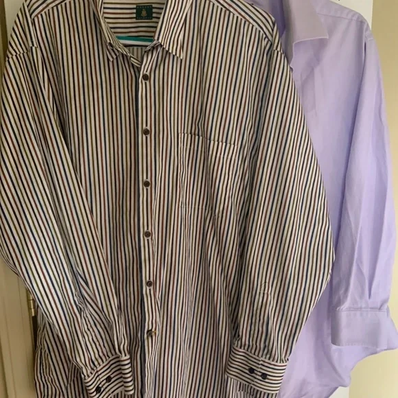 Lot-2 Mens 18 34/35 Dress Shirts XXL Wrinkle David Donahue & Robert Talbott